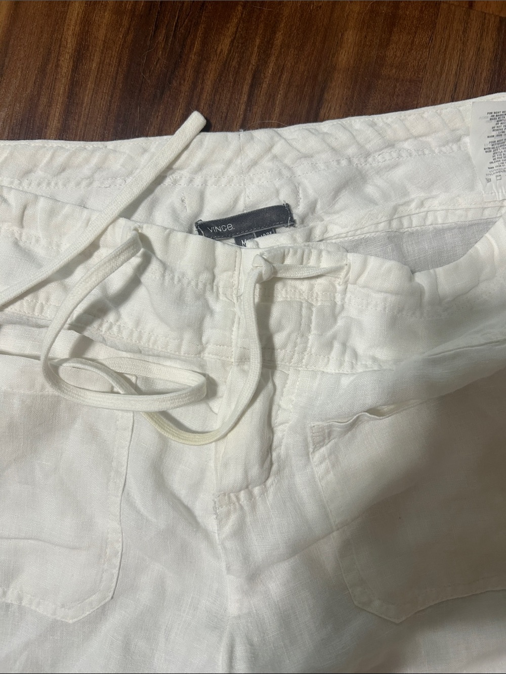 Vince Men's White Drawstring Linen Joggers